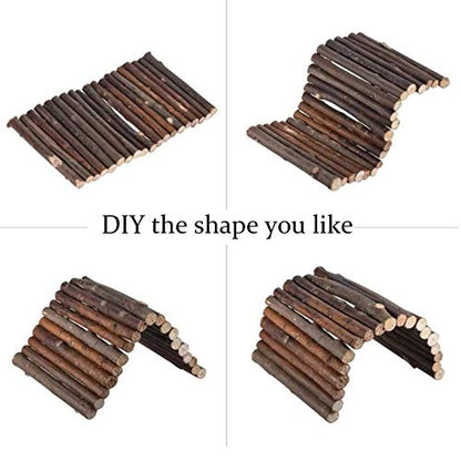 Hamiledyi Extra Large Wooden Reptile Hideout Bearded Dragon Bendy Bridge Climbing Ladder Hiding Hut Reptiles Hide Cave Habitat Decor for Lizards Gecko Spiders Snakes Tortoise(XL:20" x 11.8")