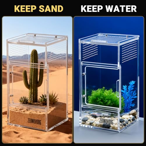 Jumping Spider Enclosure - Acrylic Terrarium Habitat for Spiders, Tarantulas, Snail, Mantis, Lizard, and Small Reptiles, Magnetic Doors (3x3x6 inch) - size: 3x3x6inch