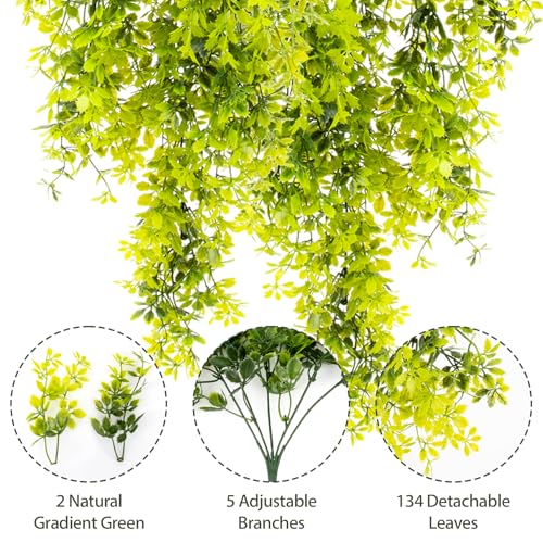 RAINFLOW 1PCS Artificial Hanging Plants - Waterpoof Fake Plants Outdoor, Faux Greenery UV Resistant Fake Creeper Hanging Plant for Home Office Patio Garden Jungle Party Indoor Decor