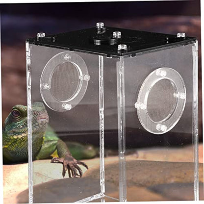 ibasenice Transparent Acrylic Reptile Box for Household Lizard and Small Animal Breeding Tank Viewing Cage Suitable for Spiders Lizards Frogs Corn Snakes and Small Reptiles