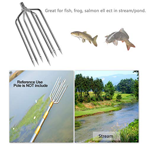 Cyfie 5/7 Prong Fishing Harpoon, Stainless Steel Gig Gaff Hook with 8mm Screw, Harpoon Hook for Hunting Fish Flounder Frog Gig in Pond River Lake, Capable for Fishing Gaff Gig Pole - color: 7 Prong with 8mm screw