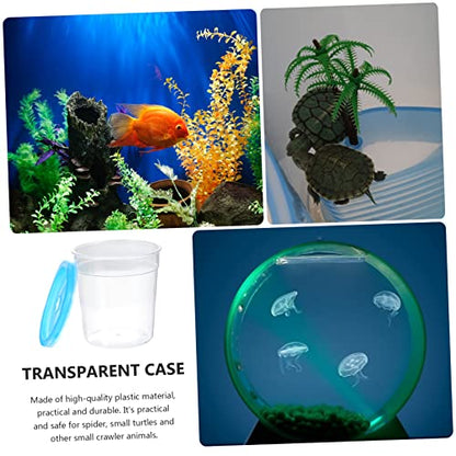 1Pc Transparent Reptile Feeding Container Mini Breeding Box for Turtles Fish More Safe Ventilated Habitat for Pet Reptiles