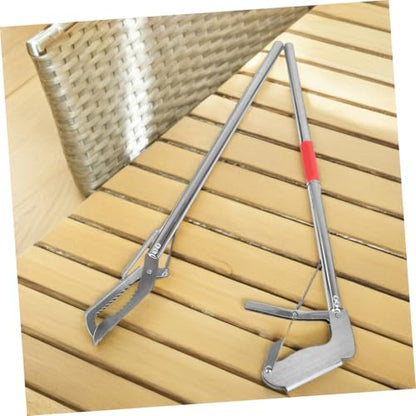 Foldable Stainless Steel Snake Clamp with Lock Precision Long Reach Reptile Grabber for Safe Outdoor Handling Efficient Capture Tool for Snakes Eels and Farm Protection