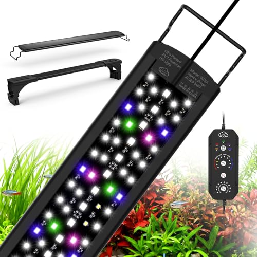 QZQ LED Aquarium Light, 24W Fish Tank Light with 24/7 Lighting Mode, Timer, DIY Mode, Adjustable Brightness, Full Spectrum Aquarium Plant Light with Extendable Brackets for 14-20 Inch Fish Tank - size: 24W for 14-20 inch tank