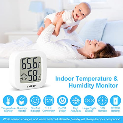 Vaikby Indoor Thermometer 4Pack, Humidity Gauge Meter Digital Hygrometer Room Thermometer for Home, Hight Accurate Temperature and Humidity Monitor, Large LCD Display Fahrenheit or Celsius - size: ℉/℃