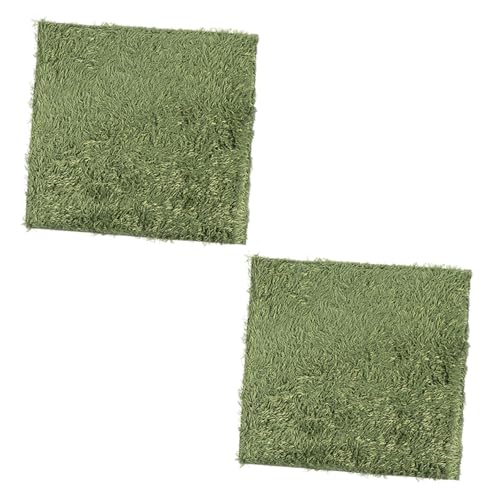 2pcs Green Moss Carpets for Reptiles Amphibians and Tortoises Moisturizing Fake Lawn Mats for Terrariums Easy to Use Cuttable Double-Sided Water Absorbent