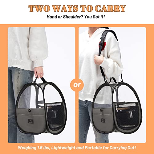 Bird Carrier for Travel with Clear Windows, Breathable Safe Fabric, Lightweight Small Bird Cage with Tray, Stand and Feeder, Portable Pet Bag for Parrot, Vet Visit, Outdoor, Small Animals