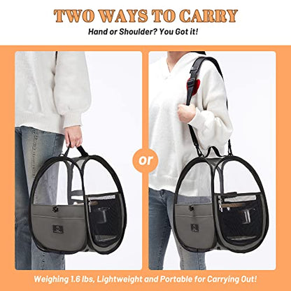 Bird Carrier for Travel with Clear Windows, Breathable Safe Fabric, Lightweight Small Bird Cage with Tray, Stand and Feeder, Portable Pet Bag for Parrot, Vet Visit, Outdoor, Small Animals