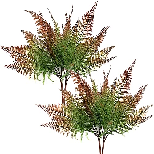 Artificial Fern Shrubs, Plastic Plants Boston Leaves Persian Grass Simulation Fake Bushes Outdoor Indoor Garden Verandah Kitchen Parterre Table Centerpieces Decoration Red 4 Pack - color: Red Fern Grass / 4pcs