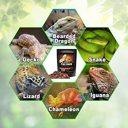 BNOSDM Reptile Cork Bark Substrate Bedding Tortoise Natural Cork Wood Chips Reptile Breeding Bedding Habitat Decor for Ball Python Lizard Snake Spiders Geckos Bearded Dragons Hermit Crabs （0.99LB）