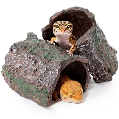 Mygeromon Reptile Hides Leopard Gecko Hideout Resin Caves Tank Accessories Decor 2 Pcs