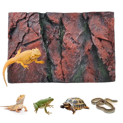 3D Tank Background Board, Reptile Wall Backdrop Aquarium Rock Terrarium Cork Background Board DéCor Backgrounds Amphibian Habitat Decoration for Lizards Leopard Gecko Bearded Dragons Turtle - color: Red