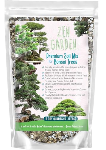 GARDENWISE Zen Garden Bonsai Soil Mix – Fast-Draining & Organic for Junipers, Pines, and Drought-Tolerant Bonsai Trees – Handcrafted in The USA with Japanese Akadama & Pumice (3 quarts) - color: Zen Bonsai Fast-Drain Mix, size: 3 quarts