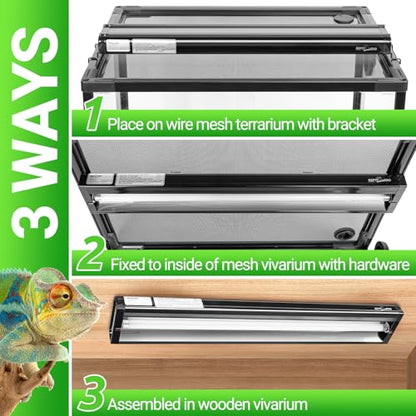 REPTI ZOO UVB Reptile Light, New Version T5 HO UVB Lighting Combo Kit, Reptile Terrarium Hood with 10.0 UVB Tube Bulb, Reptile Light Fixture 24W-22Inch - size: 24W-22Inch