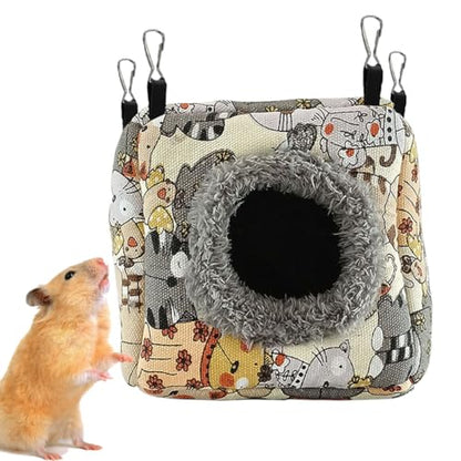 Hamster Rat Hammock Bed, Hanging Cave Shaped Cotton Nest Suitable for Small Animals Hamsters Rat Mouse Gerbil Sugar Glider Squirrels etc (S) - size: Small