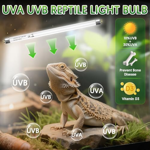QZQ T5 10.0 UVB Reptile Light 8W, UVA UVB Reptile Light Bulb 2 Pack, Fluorescent Lamp Tube for Bearded Dragons, Snake, Gecko, Tortoise, Lizard - size: 8W-T5 Bulb-11.5IN