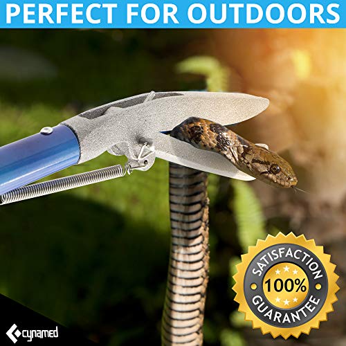 Cynamed 43" Long Reach Snake Tongs Reptile Grabber Catcher, Stainless Steel & Wide Jaw Pick-up Handling Tool