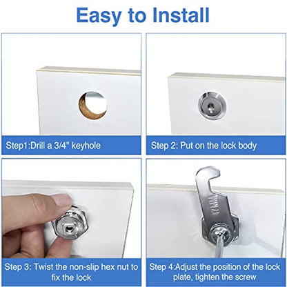 Sissinda 5/8'' Keyed Alike Cabinet Locks with Keys, 12 Packs, Waterproof, Durable Construction, Wide Application, Easy Installation, Satisfactory Guarantee - size: 5/8 Inch 12Pcs