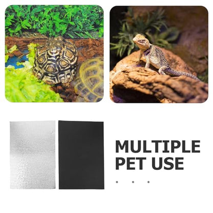 LIOOBO 2pcs Reflective Heating Pad for Reptiles - Waterproof Terrarium Heater Mat for Snake Tank Lizard Turtle Frog Gecko - Small Reptile Winter Warm Mat