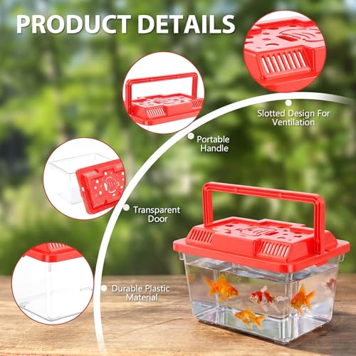 LemonRoad 25 Pcs Plastic Reptile Terrariums Carrier Cage Enclosure Snake Breeding Box Hatching Container Fish Tank with Ventilated Lid for Tarantula Spider Turtle Lizard (Cute,5.1x3.5x3.5 Inch) - color: Cute, size: 5.1x3.5x3.5 Inch
