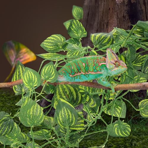 Reptile Fake Plants Terrarium Decor with Suction Cup Lifelike Simulated Vine Plant for Gecko Turtle Aquarium Habitat Decoration
