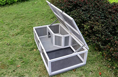 CIATRE Tortoise Habitat Wooden Tortoise House Tray Indoor Turtle Enclosure for Small Animals Outdoor Wooden Reptile Cage with PVC Trays, Acrylic Enclosure, 2-Room Design, Safe and Durable Construction