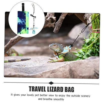 Balacoo Portable Reptile Carrier Bag with Adjustable Leash for Outdoor Lizard Walking Soft Comfortable Material Lightweight Pet Sling for Travel Cycling and Shopping in Blue