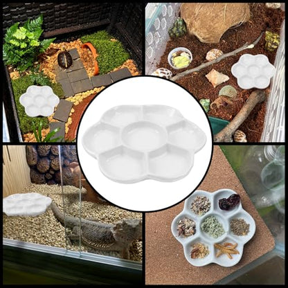 5.51" Hermit Crab Ceramic Food Dish,7 Compartments Ceramic Anti-Turning Food & Water Bowl for Hermit Crab Tarantula Snail - size: 6 inch