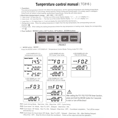 UMLIFE 1Pack Digital Temperature Controller Thermostat Timer - Reptile Thermostat Controller Day Night Timer 110V 15A Temperature Controlled Outlet Plug Heating Cooling Control with Sensor - style: 1PCS