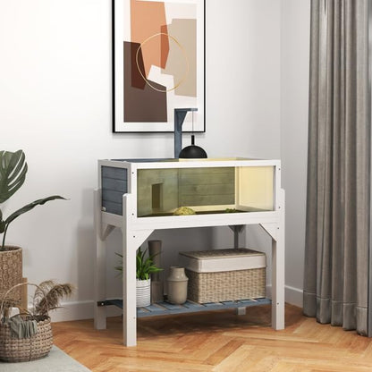 Turtle Cage/Tortoise House Gray, White Fir Wood, PMMA