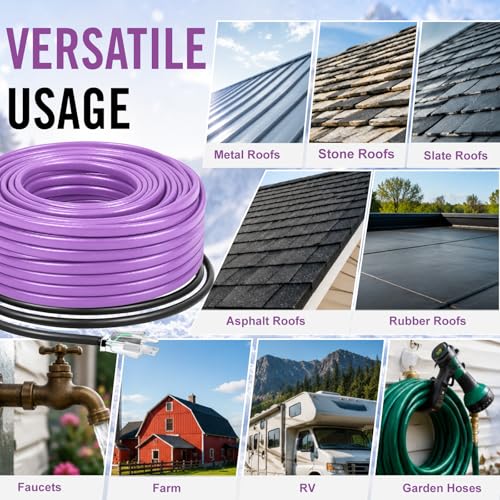 40FT Heat Tape for Water Pipes Self-Regulating Pipe Heating Tape for Metal and Plastic Home Pipes Keeps Water Flowing at -40°F - style: 40 Feet