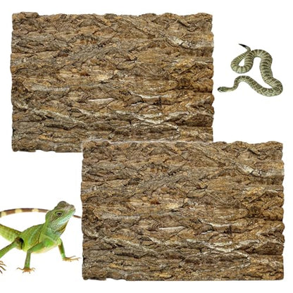 kathson 2PCS 15.7"L x 11.8"W Cork Tile Background Bark Reptile Tank Background Terrarium Backdrop Wall Decor Natural Reptile Climbing Mat for Spider Gecko Lizard Chameleon Bearded Dragon Turtle Snake