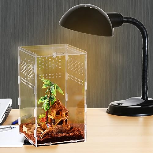 BigKing 2 Packs Reptile Feeding Box, Acrylic Reptile Terrarium Enclosure, Insect Breeding Case, Reptiles Habitat Terrarium for Small Tree Dwelling Reptiles & Amphibians Like Gecko and Frog