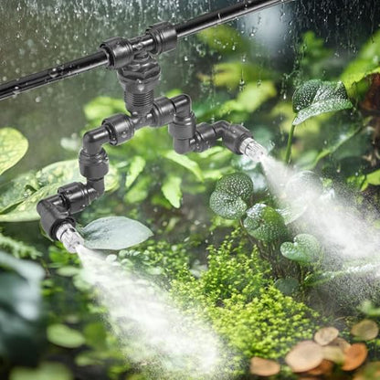 CozyCabin Double Reptile Mister Nozzles, 1/4'' Reptile Misting Spray Nozzle 360 Degree Adjustable Detachable Nozzle - Fine Mist Fogger for Terrarium, Aquarium Rainforest - size: Dual Head