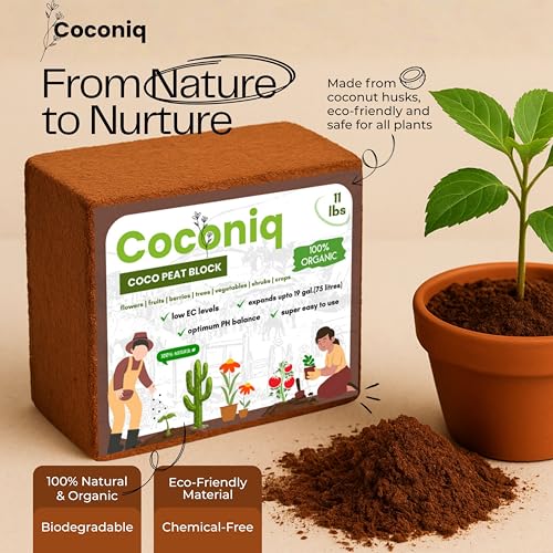 Coco Coir Block 4 Blocks (40 Pounds) - Large Compressed Coconut Fiber Brick for Potting, Gardening, Planting, Seed Starting, Indoor & Outdoor Plants - color: Block (40 lbs)