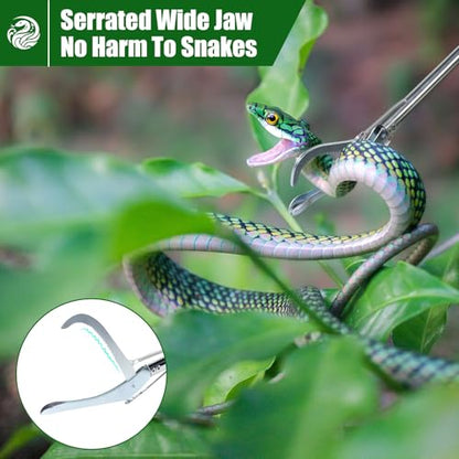 IC ICLOVER 47" Snake Tongs with 39" Snake Hook + Snake Catcher Net, Reptile Grabber Rattle Snake Catcher Wide Jaw Handling Tool,Snake Catching Net with Telescopic Pole, Adjustable Snake Capture Stick