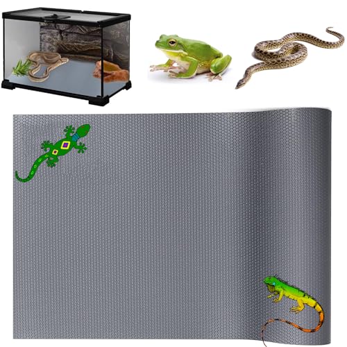 KABASI Reptile Substrate Liner Terrarium Carpet, Bearded Dragon Tank Accessories, Non-Adhesive Reptile Carpet Reptile Flooring Mat Bedding for Leopard Gecko, Snake, Lizard, Tortoise, 17.7x39.4 inch - color: Grey, size: 17.7x39.4 inch
