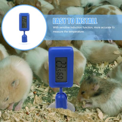 DOITOOL Digital Reptile Thermometer with Rotary 360° Suction Cup, Electronic Temperature Measuring Device for Reptile Terrariums, Blue Mini Hygrometer for Leopard Gecko Tanks and Amphibian