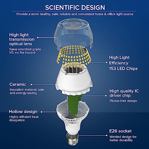 SANSI 250W Equivalent LED Light Bulb, 4000 Lumens E26 LED Bulb with Ceramic Technology, A19 5000K Daylight Light Bulb Non-Dimmable, 22-Year Lifetime, 25W Power Energy Saving for Home Office - color: 5000k Daylight, size: 4000 Lumen 1-Pack