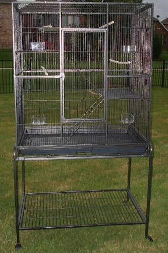 64" Extra Large Chew-Proof Wrought Iron 4 Levels Tight 3/8-Inch Bar Spacing for Ferret Chinchilla Sugar Glider Cage Easy Clean Pull Out Grate and Tray with Removable Rolling Stand - color: Black Vein, size: 32"L x 19"W x 64"H With 3/8" Spacing