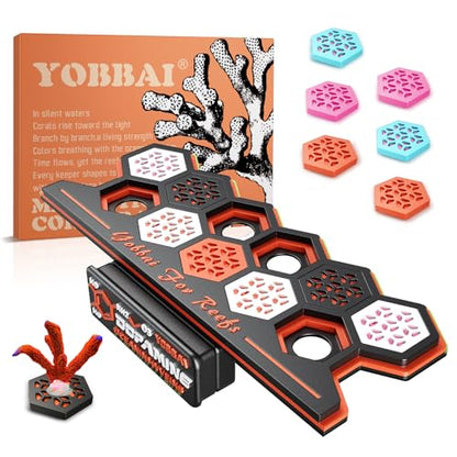 YOBBAI Magnetic Coral Frag Rack for Reef Tank, Saltwater Aquarium Frag Holder with 11 Slots & 13 Frag Plugs, Strong Magnet Glass Mount (Up to ~2cm), Multi-Use Aquarium & Hydroponic Plant / Reptile Display Stand