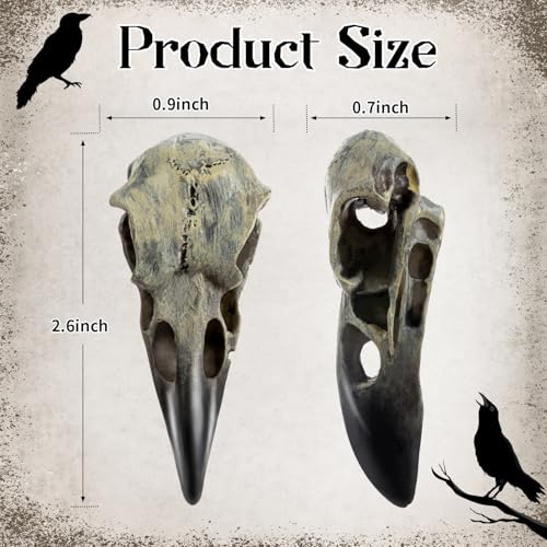 6Pcs Halloween Raven Skull Decor, Gothic Fake Crow Skull for Necklace, Resin Bird Skulls Pendant for Halloween Costumes, Wall Decorations - style: 6Pcs