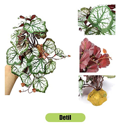 Woyrise Reptile Artificial Plants for Terrarium Decor, Amphibian Habitat Hideout Bearded Dragon Tank Decorations fit Crested Gecko Leopard Lizard Chameleon Ball Python Snake Frog - Saxifrage