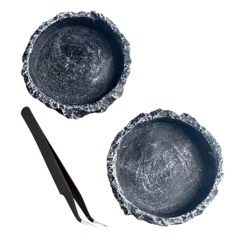 2PCS Reptile Feeder Food and Water Dish with Feeding Tweezers Tong Reptile Water Dish Food Bowl Set for Leopard Gecko Lizard Frog (Style 1)