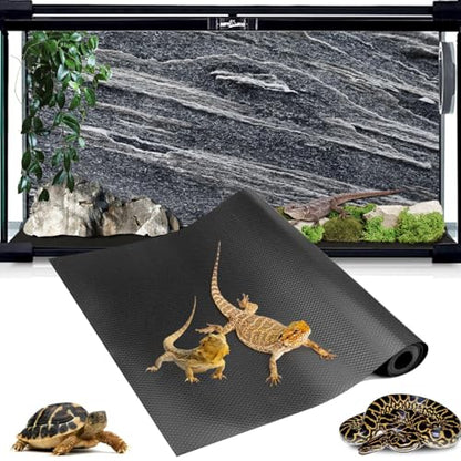 120 Gallon Reptile Terrarium Mat, Bearded Dragon Liner for 4x2x2 Enclosure | Bearded Dragon Tank Accessories 24 inch X 144 inch, Reptile Flooring Substrate Carpet Bedding for Leopard Gecko,Lizard, Black - size: 24 X 144 inches
