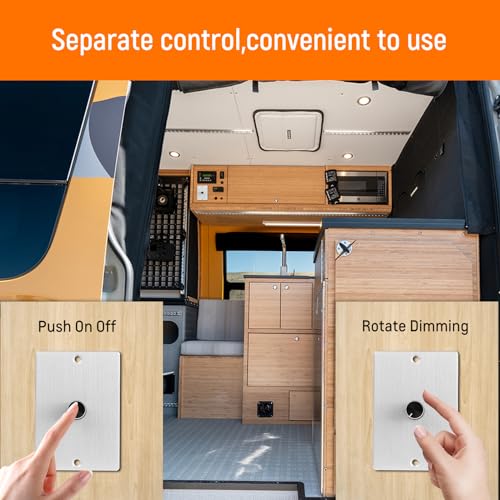 12 Volt PWM LED Dimmer Switch 15A 180W, Push On Off, Rotary Knob Dimming,12V 24V Light Dimmer for RV Boat Truck Camper Van Trailer Light Fixtures, LED Strip Lights (Silver Panel) - color: Silver