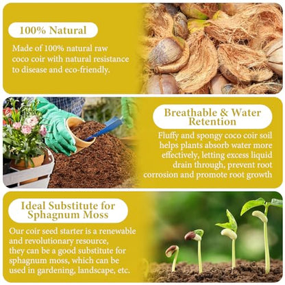 Legigo Pack of 3 Organic Coco Coir Bricks- 100% Natural Compressed Coco Peat Brick Coconut Fiber Substrate with Low EC& pH Balance, Coir Plant Soil Enhance Root Growth for Herbs, Flowers, House Plants - color: Pack of 3