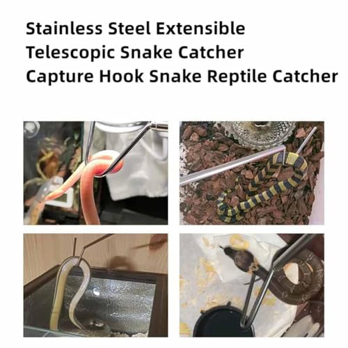 Snake Capture Hook, Stainless Steel Extensible Telescopic Snake Catcher Capture Hook Snake Reptile Catcher(100cm)
