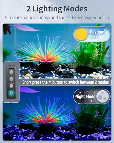 Pawfly 28W Aquarium LED Light for 36 to 42 Inch Extendable Fish Tank Light with Full Spectrum Brilliant White Blue Red Lights with Daytime & Night Modes Timer Auto On/Off Adjustable Brightness - color: Basic with Timer, size: 36"-42"