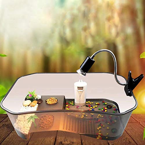 PINVNBY Plastic Turtle Tank Reptile Habitat Pet Terrariums Turtles Tank Aquarium Terrapin Topper Basking with Platform Plants,Durable,Safe, Non-Toxic(Black) - color: Black